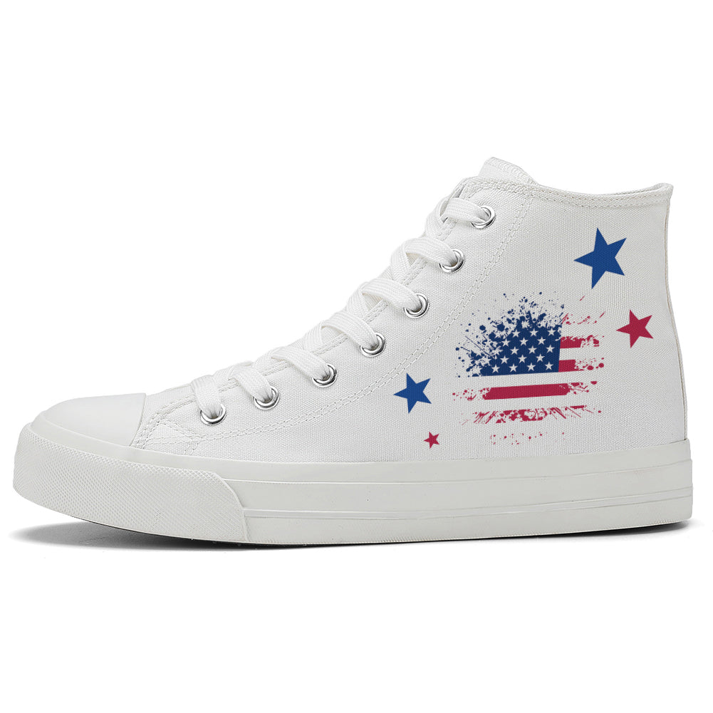 American Flag High Top Canvas Shoes