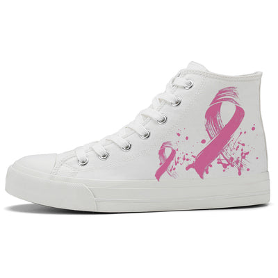 Breast Cancer High Top Canvas Shoes