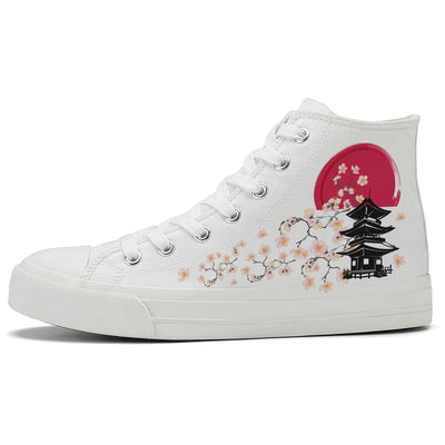 Japanese Style Cherry Blossoms High Top Canvas Shoes