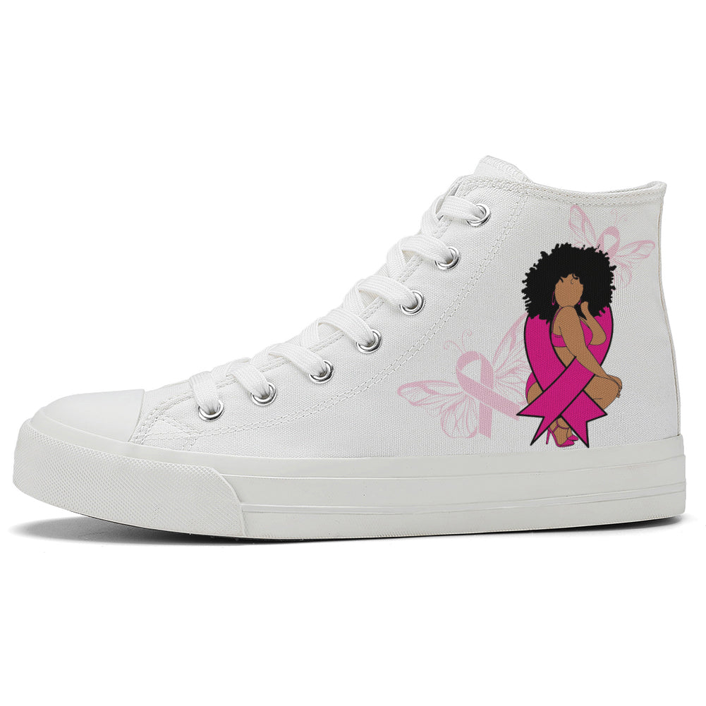 Breast Cancer High Top Canvas Shoes