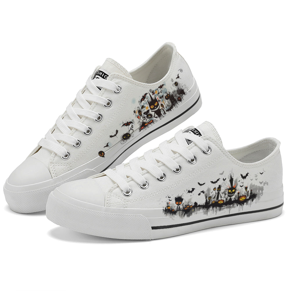 Halloween Basquiat Kids Low Top Canvas Shoes