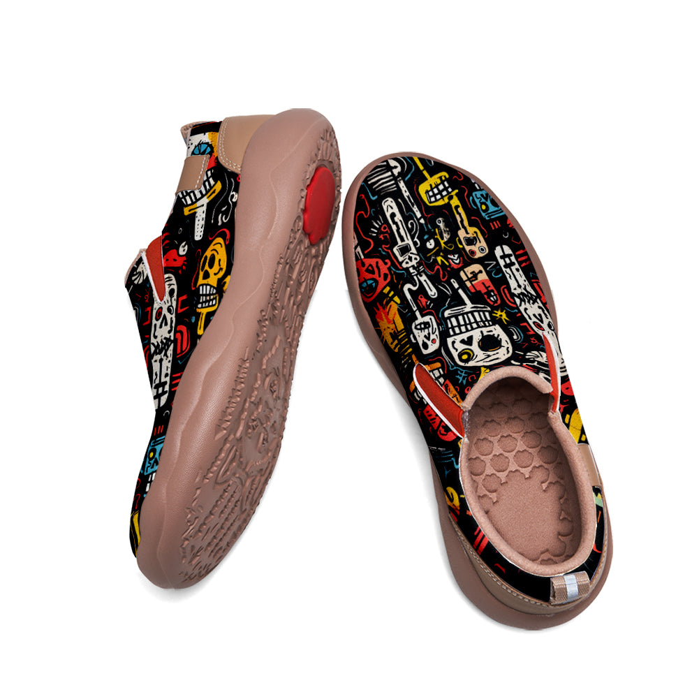 Colorful Graffiti Skull Kids Slip On