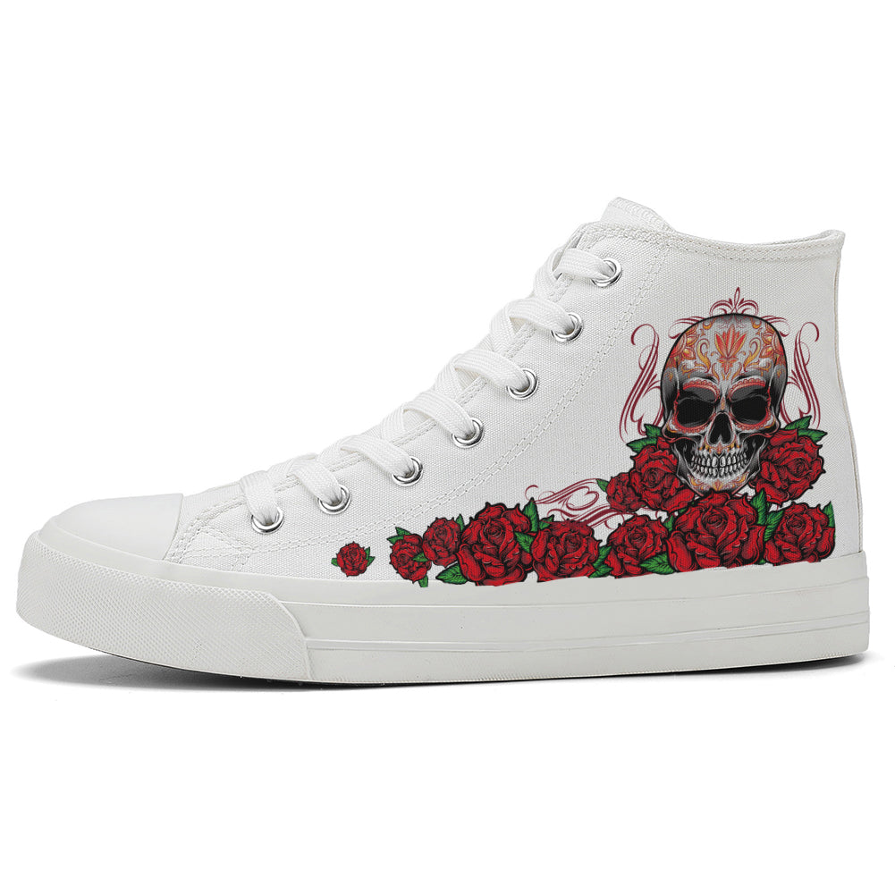 Rose Gothic Skull High Top Canvas Shoes