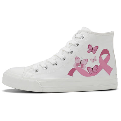 Butterfly Breast Cancer High Top Canvas Shoes