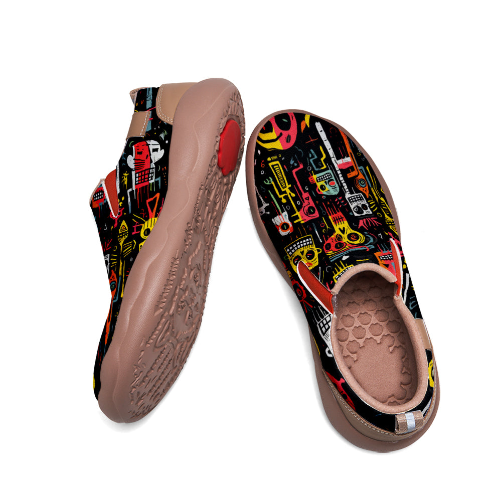 Colorful Graffiti Skull Slip On