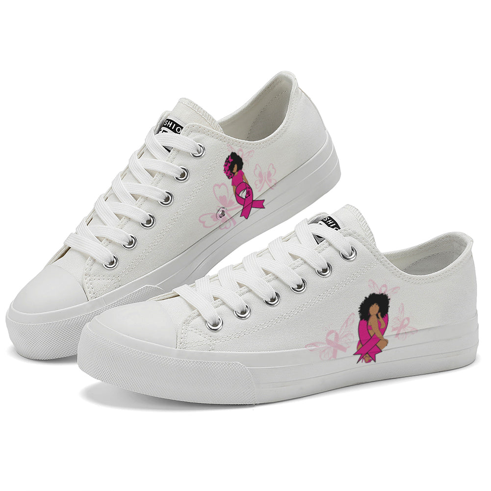 Breast Cancer Low Top Canvas Shoes