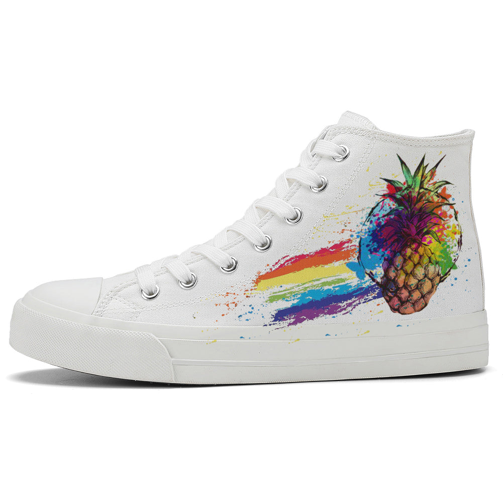 Splatter Pineapple High Top Canvas Shoes