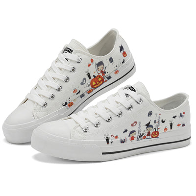 Halloween Pumpkin Kids Low Top Canvas Shoes