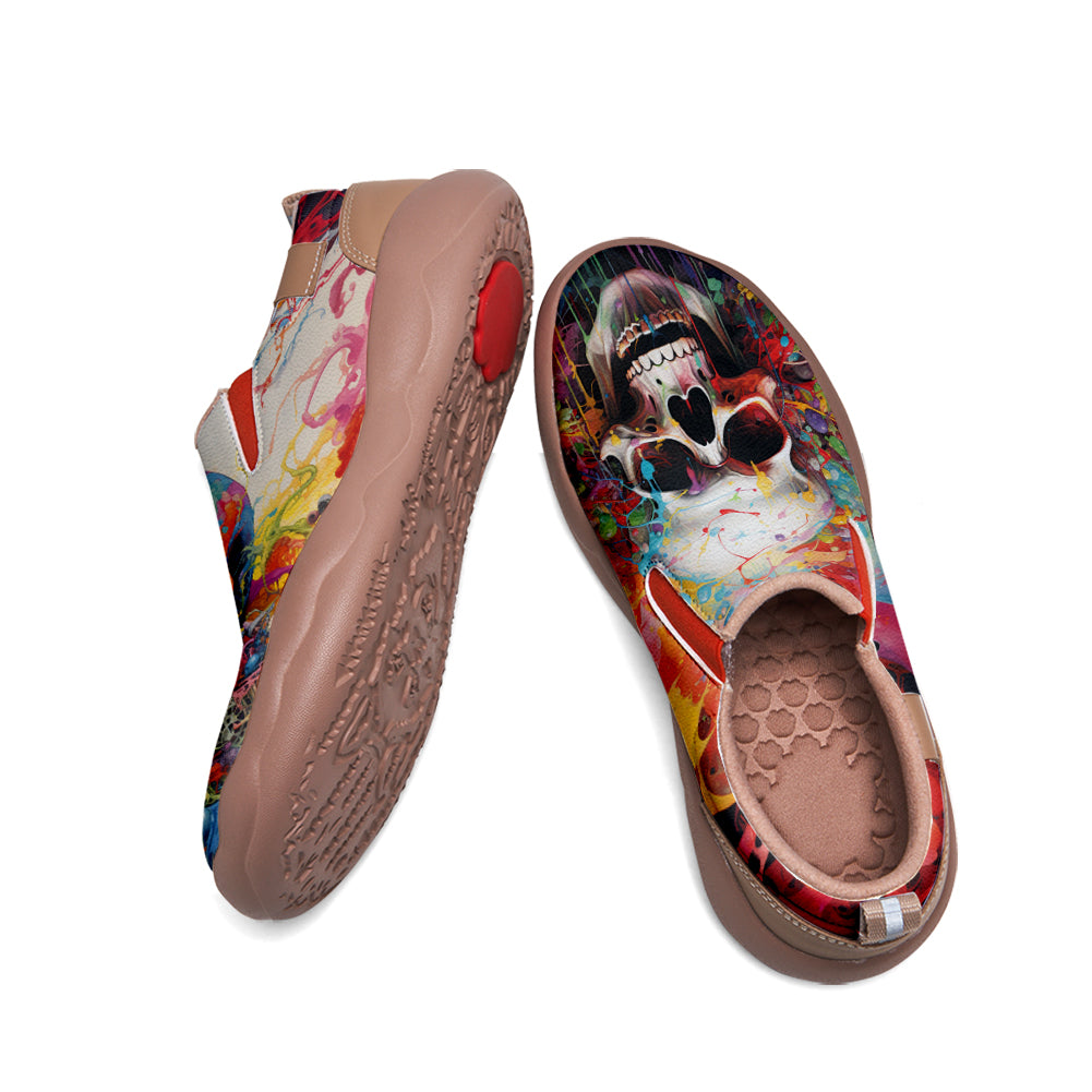 Colorful Splatter Skull Slip On