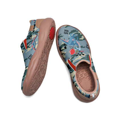 Blue Camouflage Dinosaur Slip On