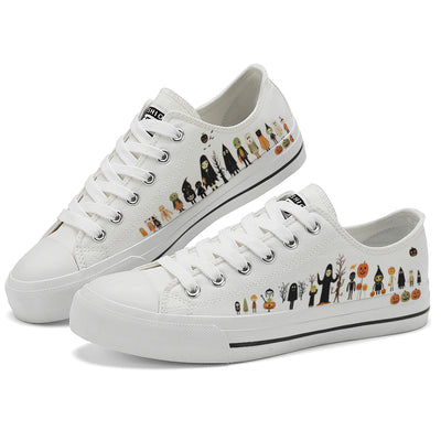 Halloween Ghost Pumpkin Kids Low Top Canvas Shoes