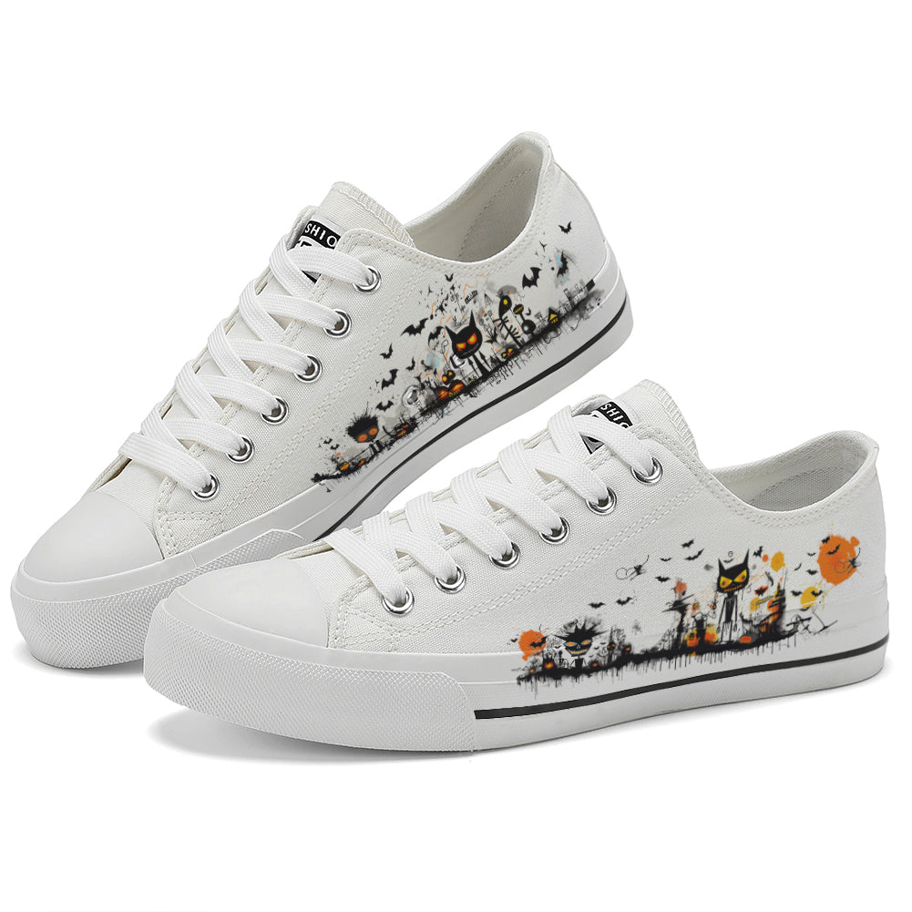 Halloween Basquiat Kids Low Top Canvas Shoes