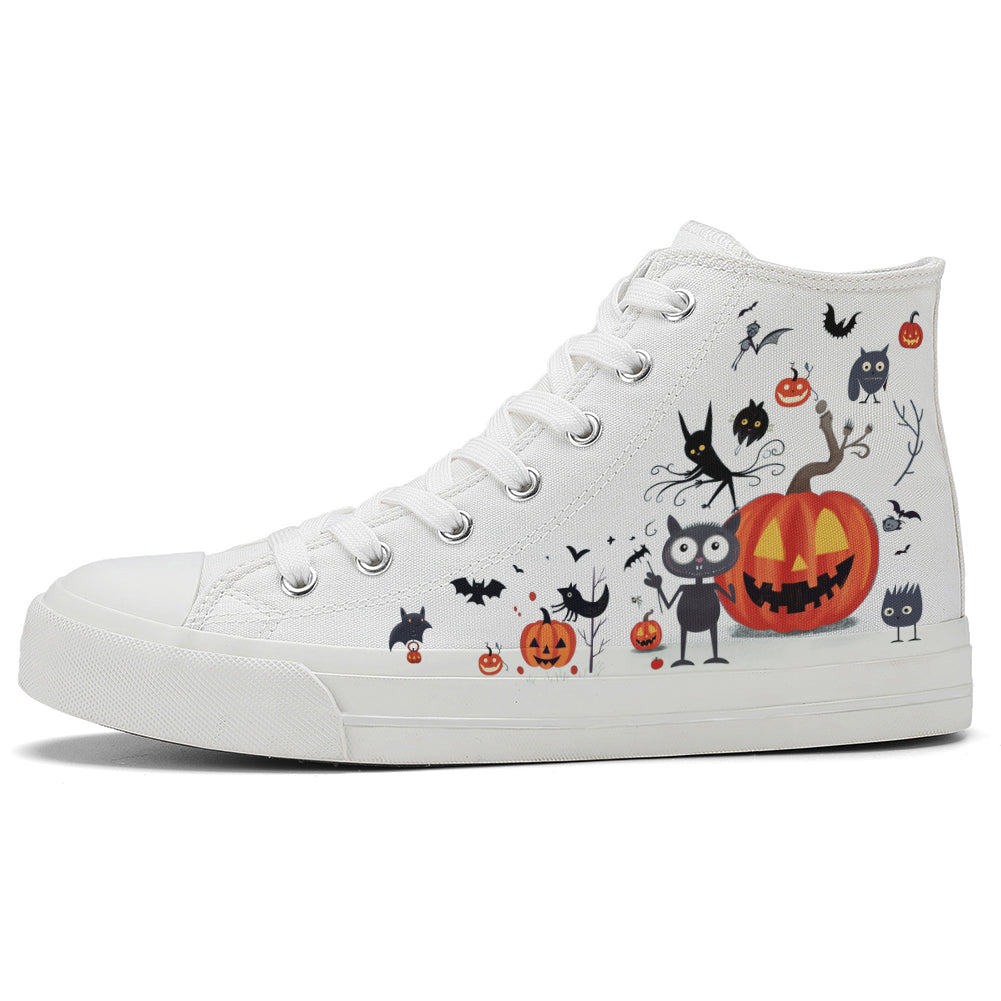 Halloween Pumpkin High Top Canvas Shoes