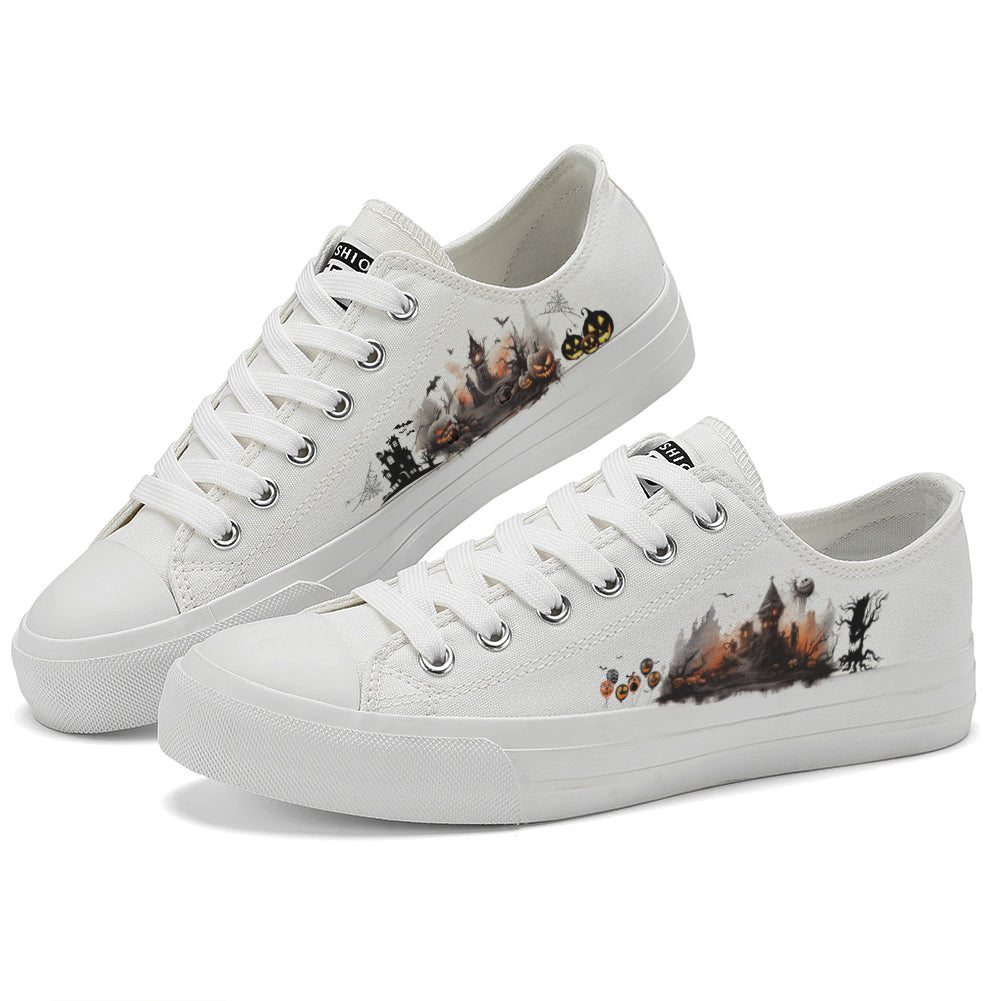 Halloween Castle Low Top Canvas Shoes