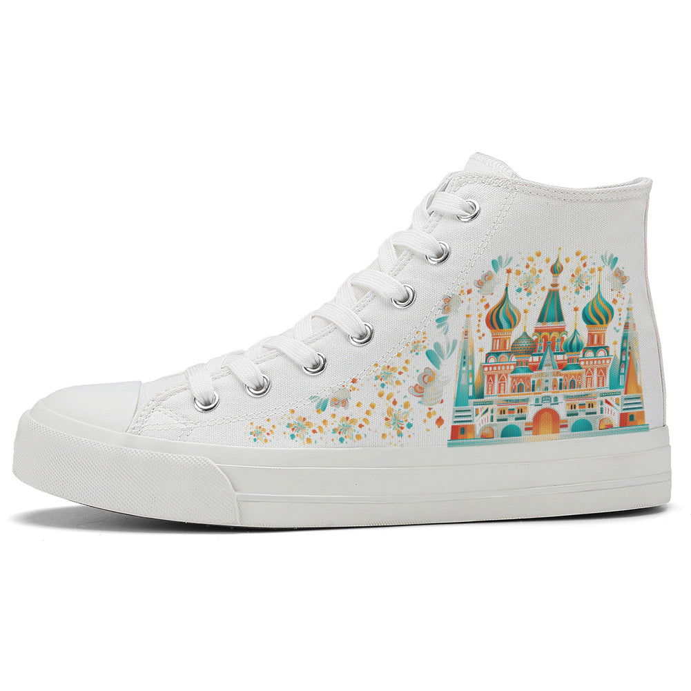 Floral Castle High Top Canvas Shoes