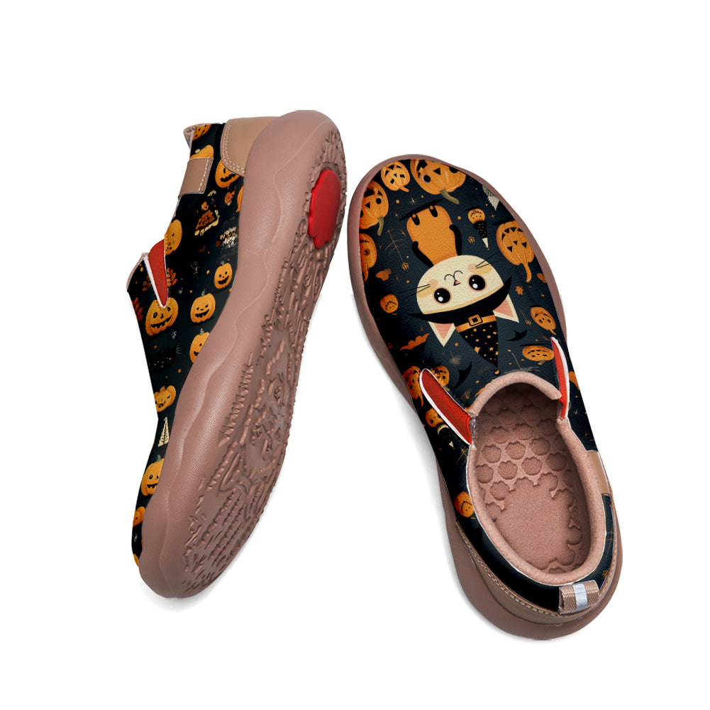 Halloween Cute Witch Cat Pumpkin Kids Slip On