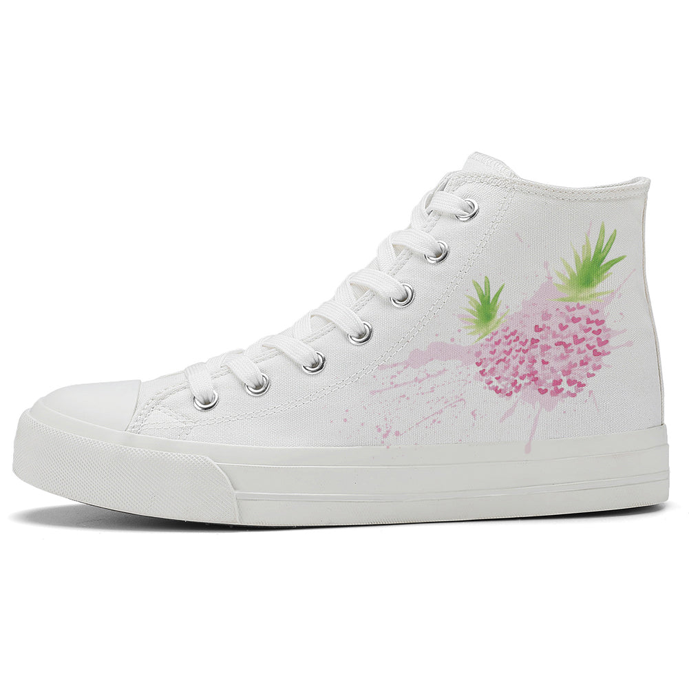 Heart Pineapple High Top Canvas Shoes