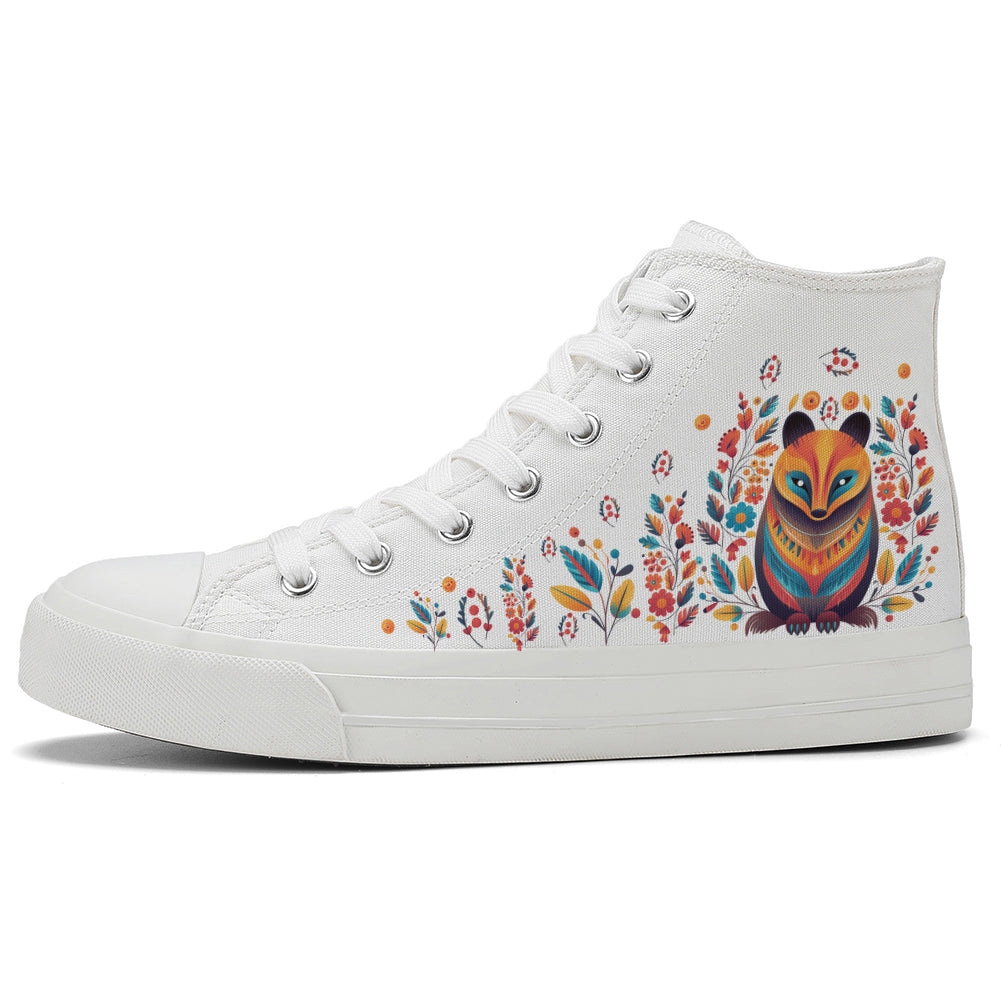 Floral Fox High Top Canvas Shoes