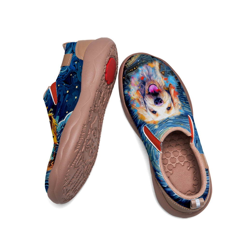 Starry Night Golden Retriever Slip On