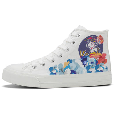 Japanese Style Floral Geisha High Top Canvas Shoes