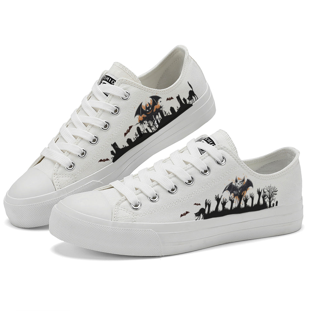 Halloween Bat Low Top Canvas Shoes