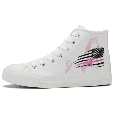 Breast Cancer High Top Canvas Shoes