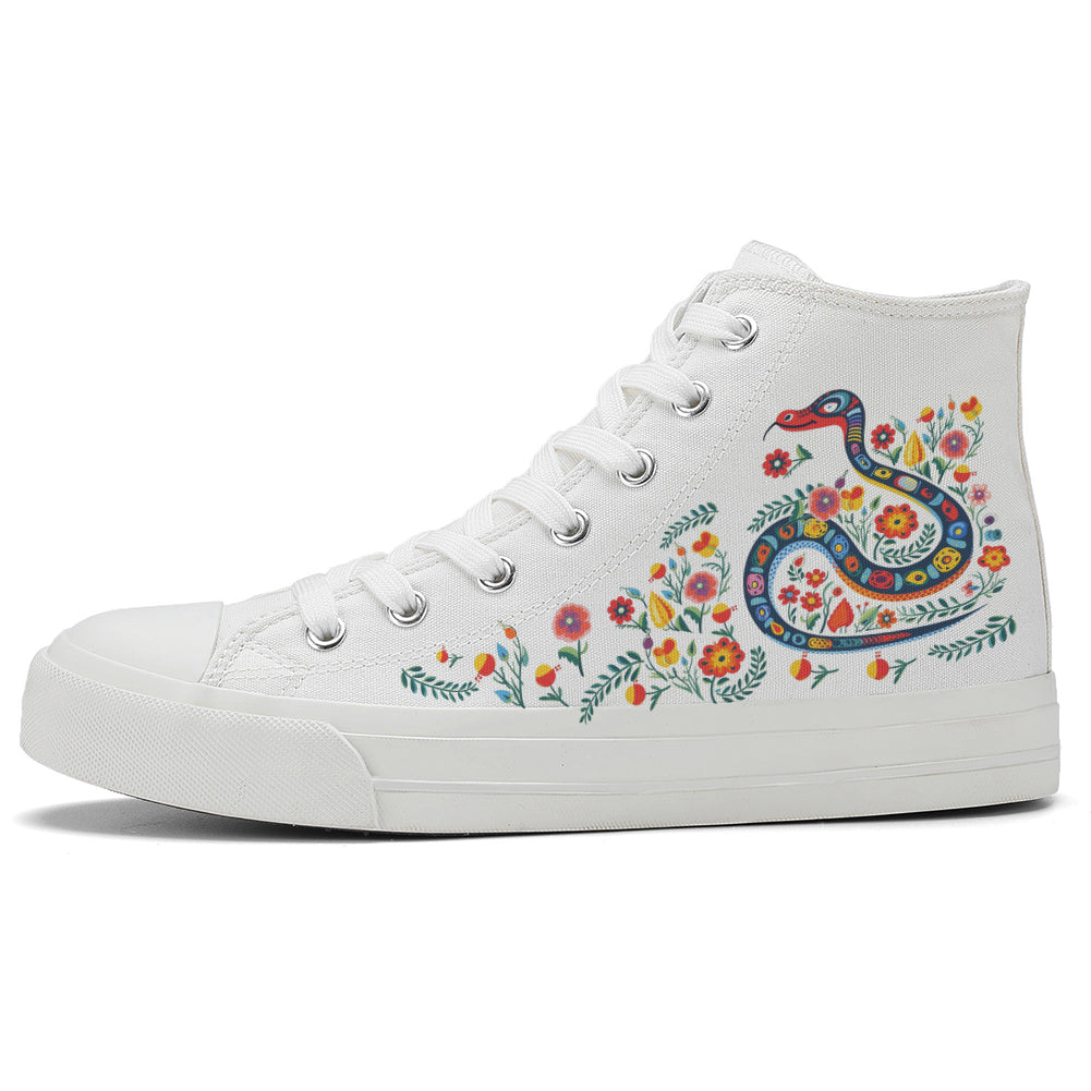 Floral Snake High Top Canvas Shoes