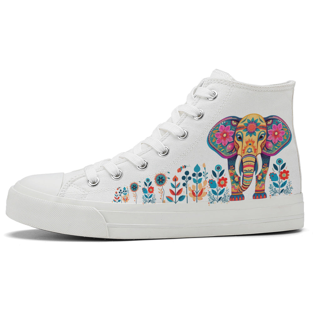 Floral Elephant High Top Canvas Shoes