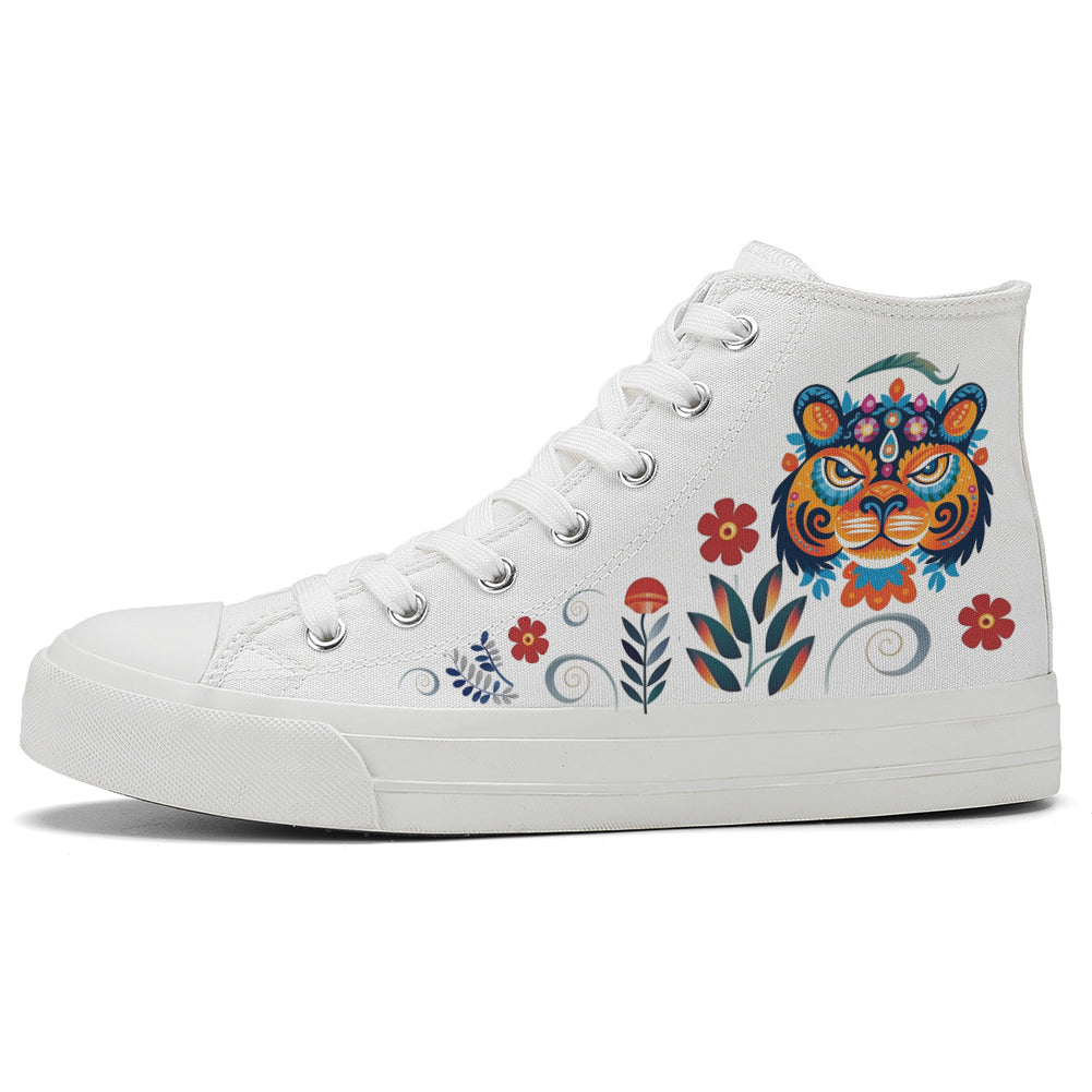 Floral Lion High Top Canvas Shoes