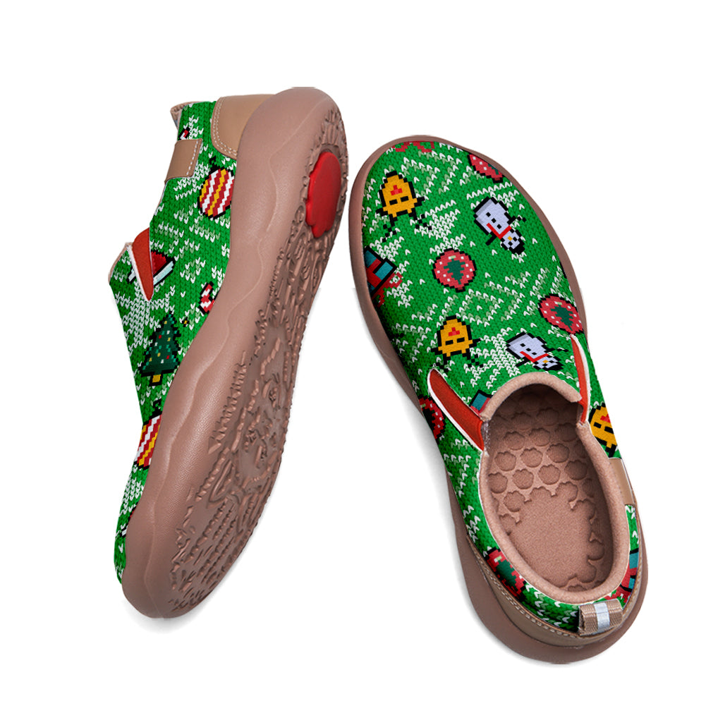 Pixel Christmas Snowman Kids Slip On