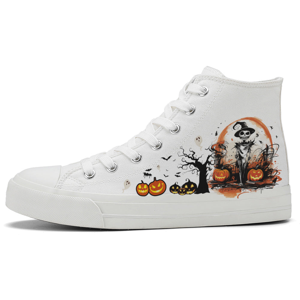 Halloween Skull High Top Canvas Shoes