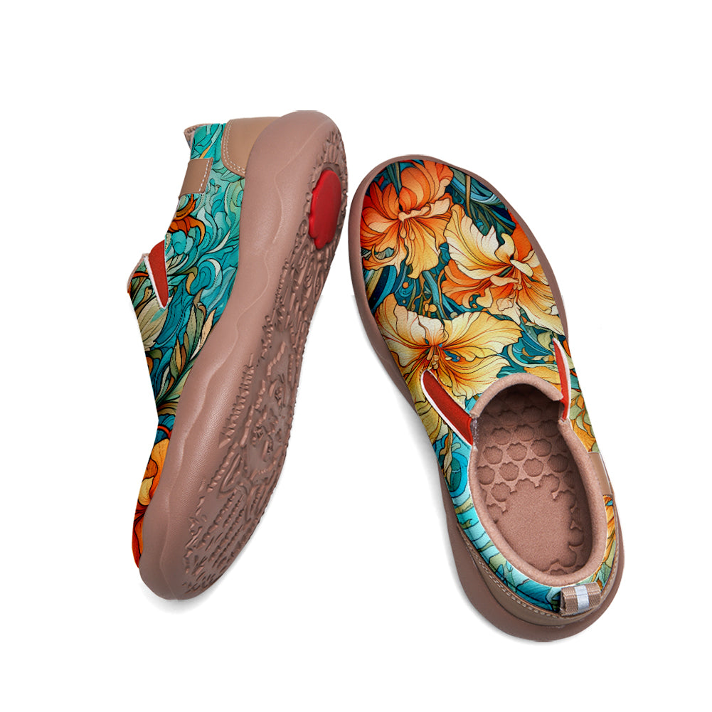 Orange Floral Slip On