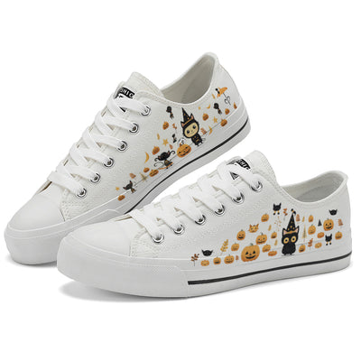 Halloween Pumpkin Kids Low Top Canvas Shoes