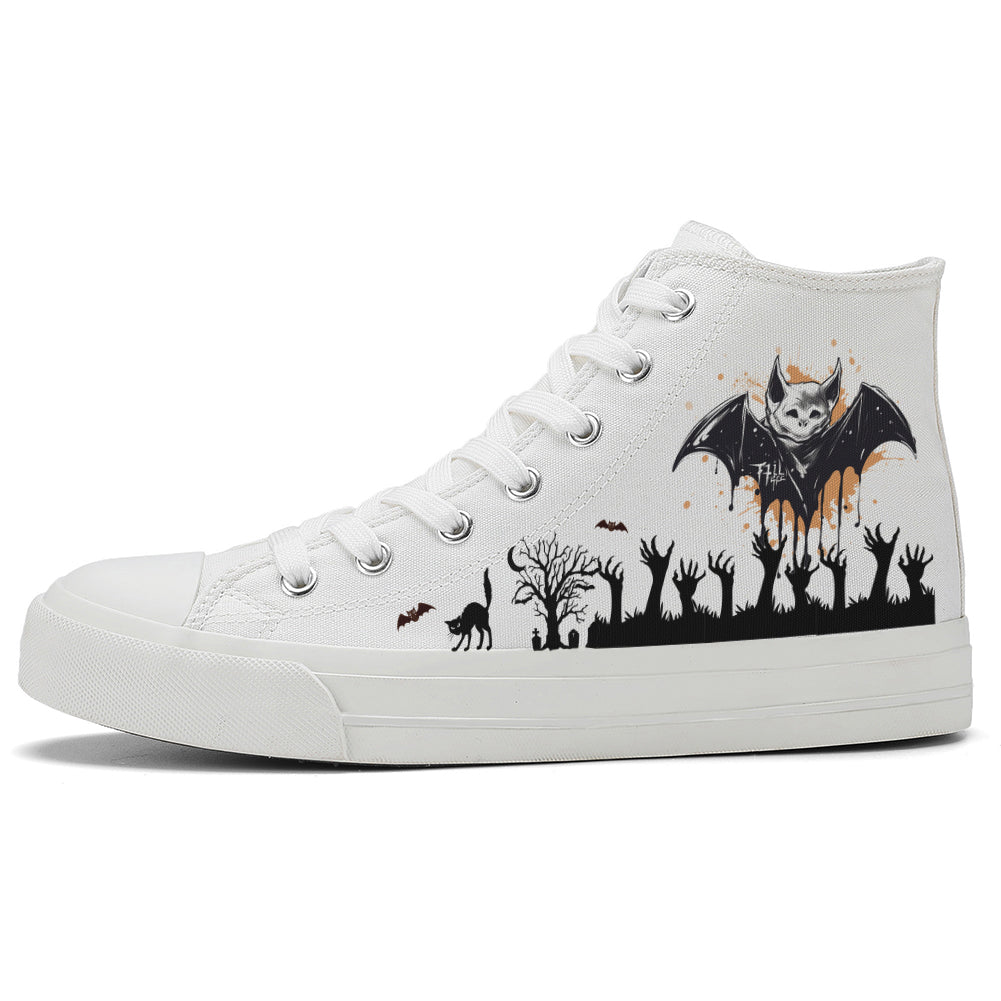 Halloween Bat High Top Canvas Shoes