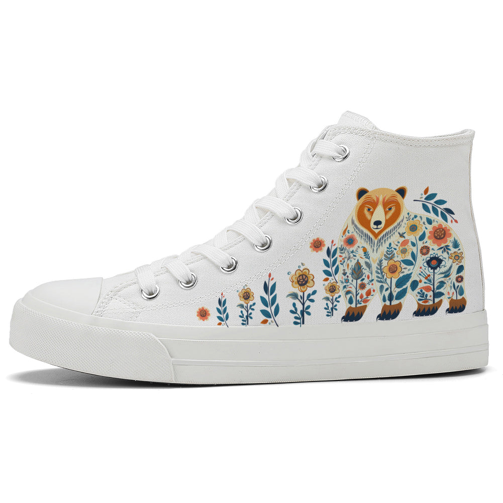 Floral Beer High Top Canvas Shoes