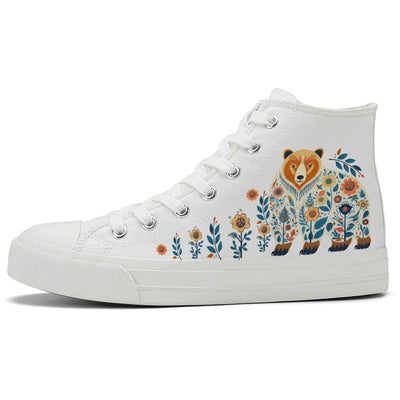 Floral Beer High Top Canvas Shoes