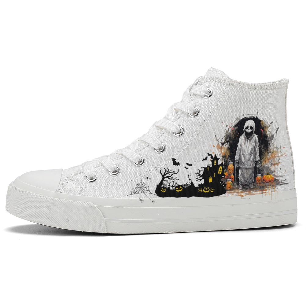 Halloween Skull High Top Canvas Shoes