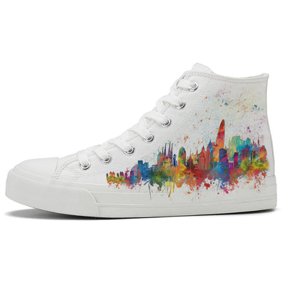 Colorful Splatter City High Top Canvas Shoes