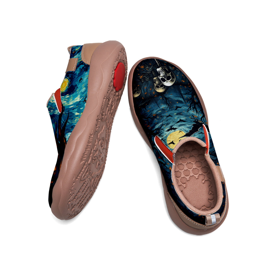 Halloween Starry Night Skull Slip On