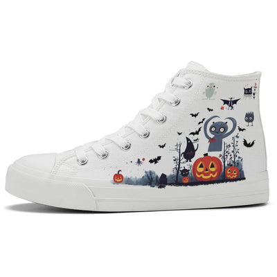 Halloween Pumpkin High Top Canvas Shoes