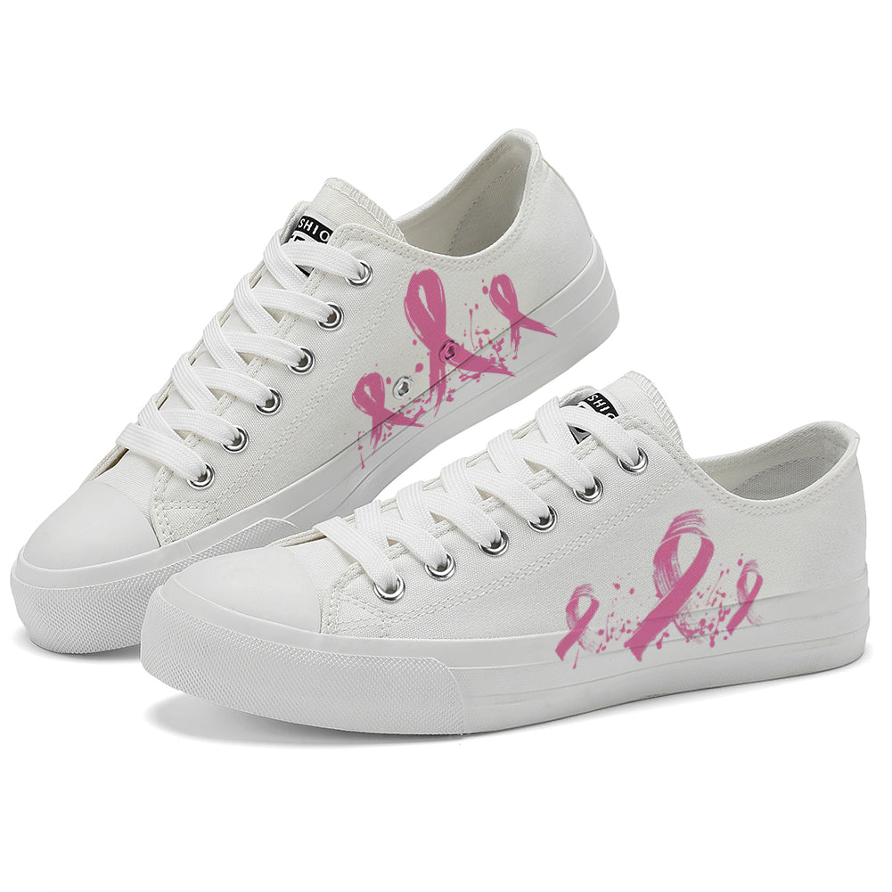 Breast Cancer Low Top Canvas Shoes