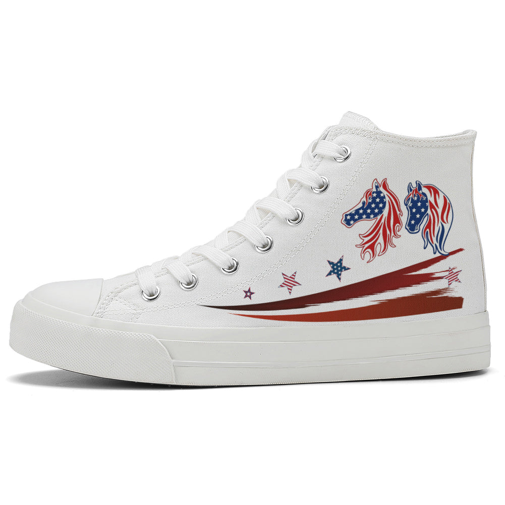 American Flag High Top Canvas Shoes