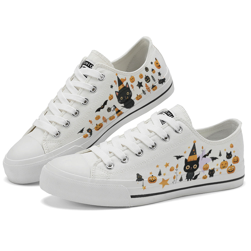 Halloween Pumpkin Kids Low Top Canvas Shoes