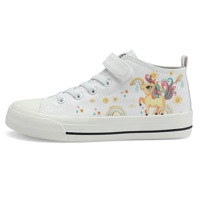 Rainbow Unicorn Kids High Top Canvas Shoes