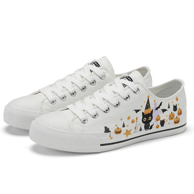 Halloween Pumpkin Kids Low Top Canvas Shoes