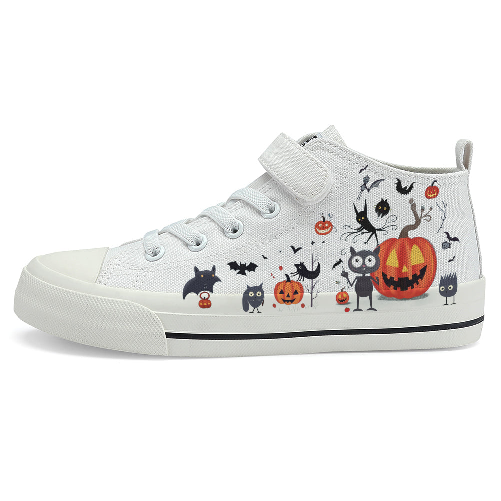 Halloween Pumpkin Kids High Top Canvas Shoes