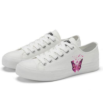 Butterfly Breast Cancer Low Top Canvas Shoes