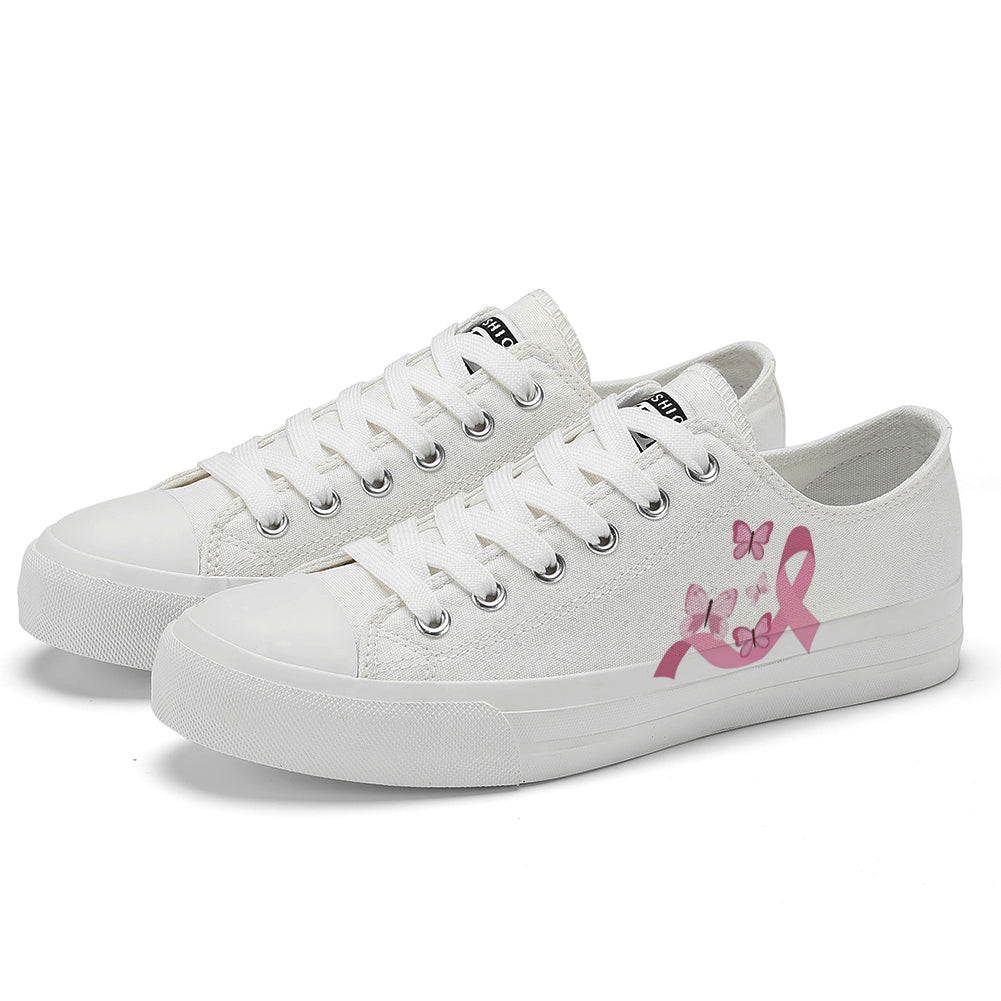 Butterfly Breast Cancer Low Top Canvas Shoes