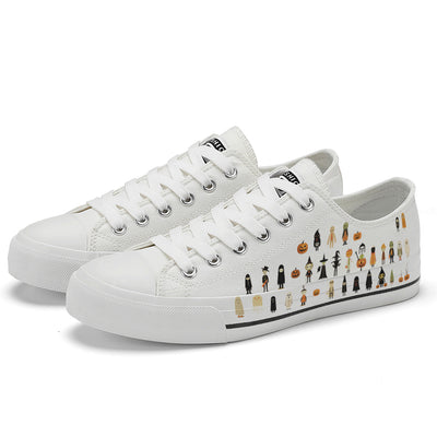 Halloween Ghost Pumpkin Kids Low Top Canvas Shoes