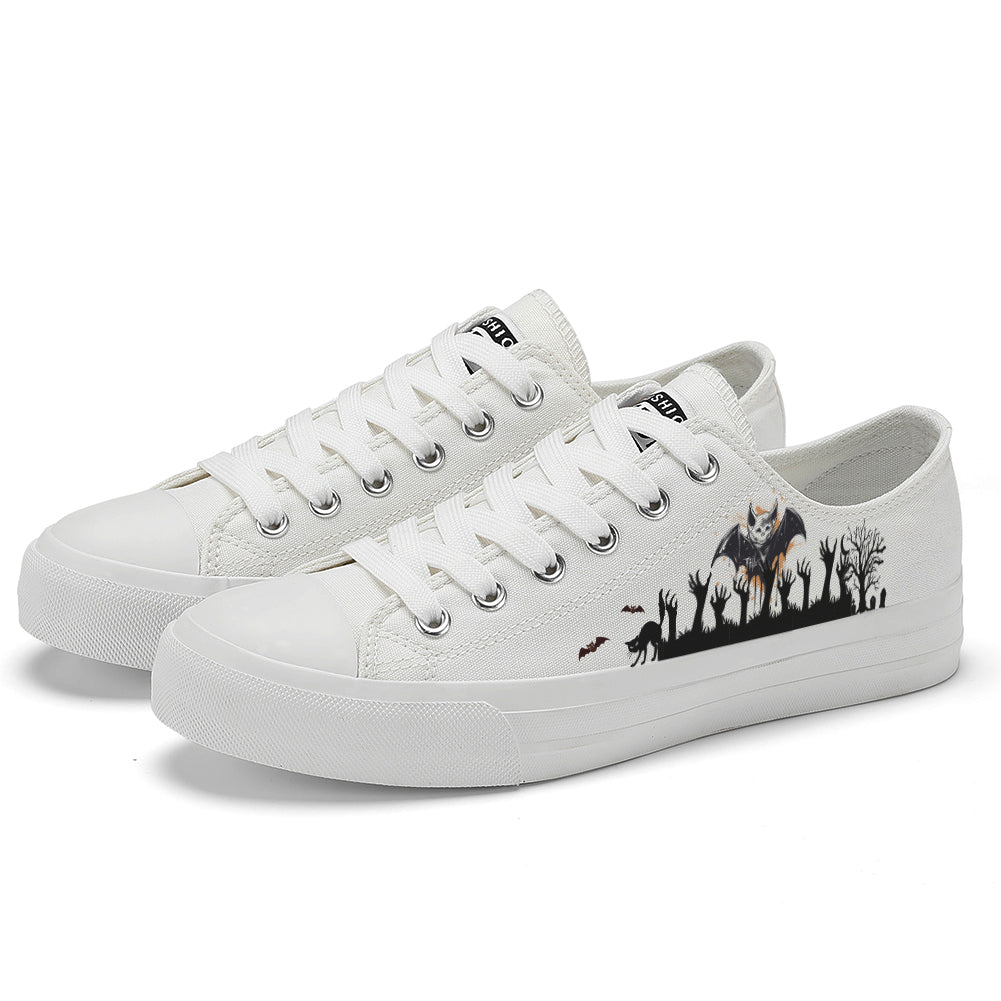 Halloween Bat Low Top Canvas Shoes